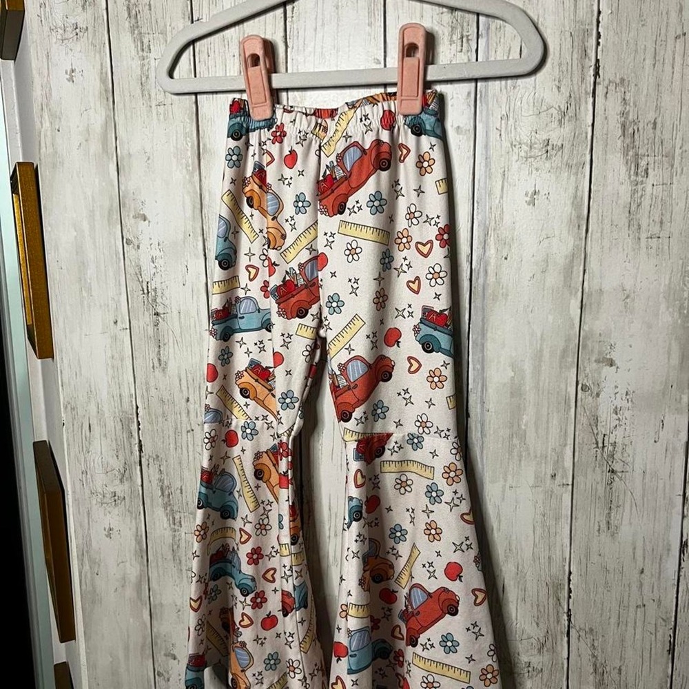 Back to School Flared Bottom Elastic Waist Pant Boutique Toddler Kindergarten